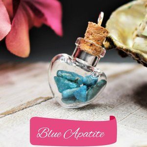 Blue Apatite Cork Bottle Heart Shaped Pendant